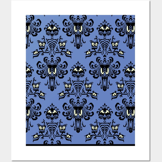 Haunted Mansion Wallpaper Blue Wall Art by kevfla